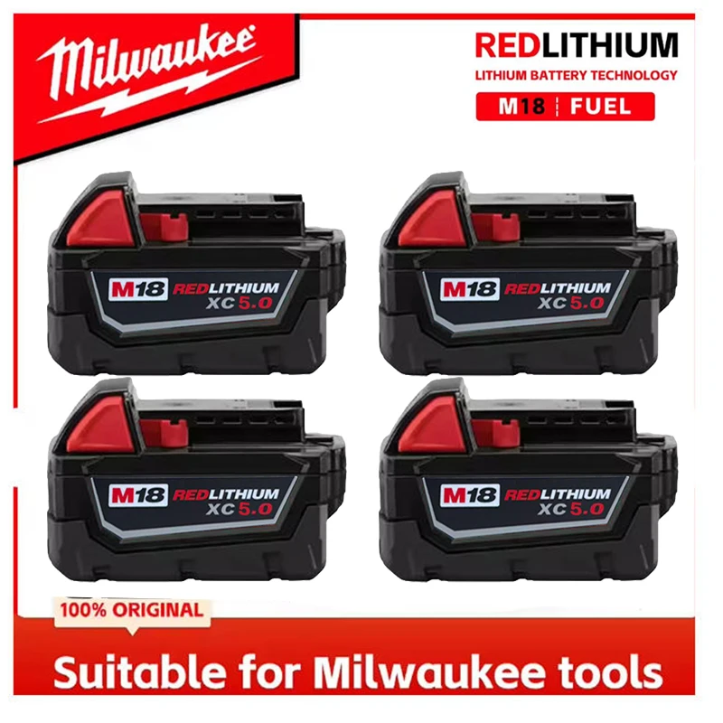 

Аккумулятор Milwaukee M18, LiFePO4 батарея M18B5, 5000 мАч, литиевая батарея XC48-11-1860, оригинальная 18В перезаряжаемая батарея Milwaukee.