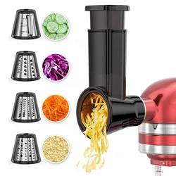 Slicer Attachment for KitchenAid Slicer Shredder Accessories for KitchenAid Stand Mixers Black Salad Cheese Grater with 4 Blades