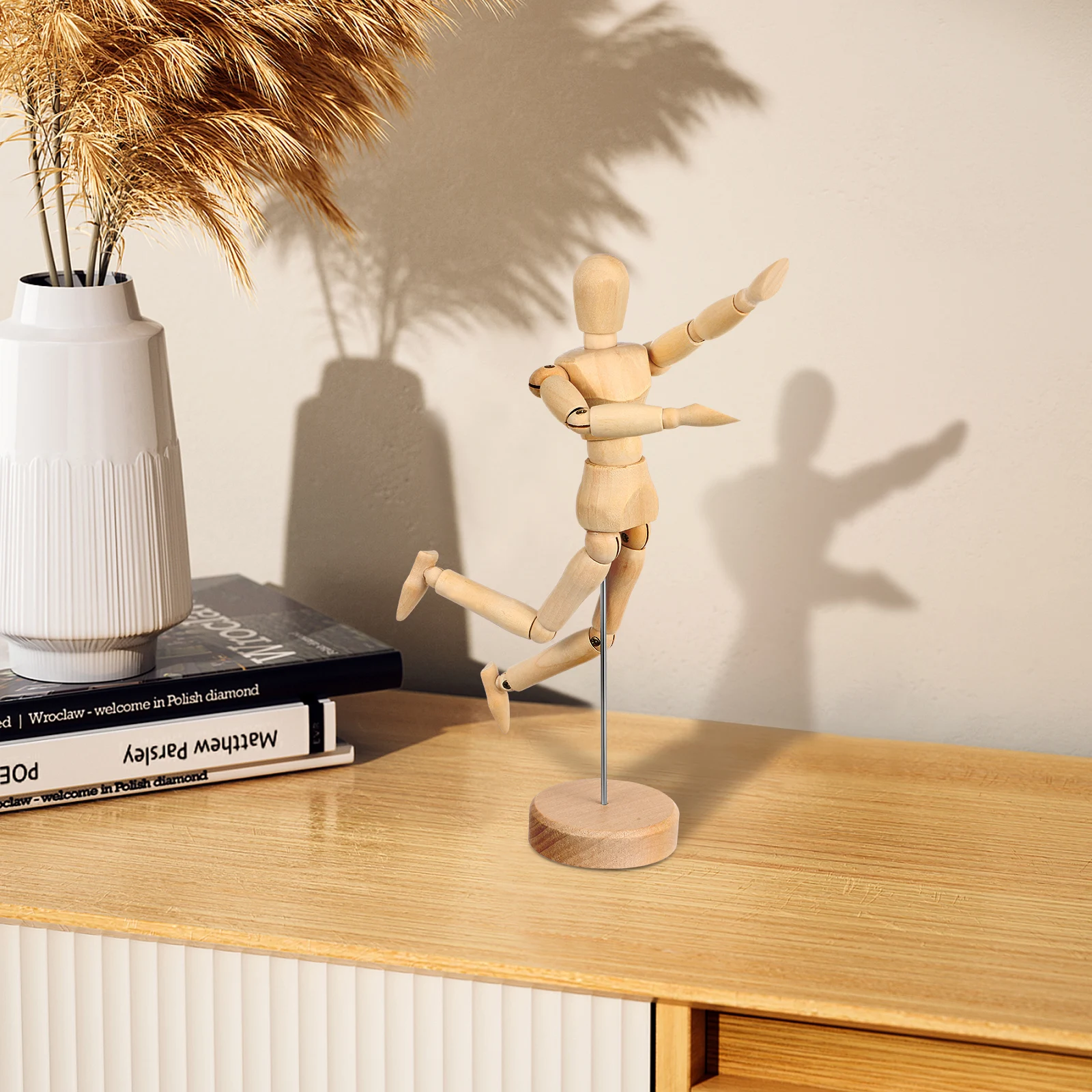 

Human Body Wooden Figure Office Decoration Lotus Tree Paint Drawing Mannequin