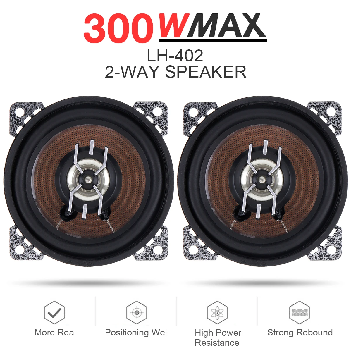 2pcs 4 Inch Car Coaxial Auto Audio Music Stereo Full Range Frequency Hifi Speakers Non-destructive Installation