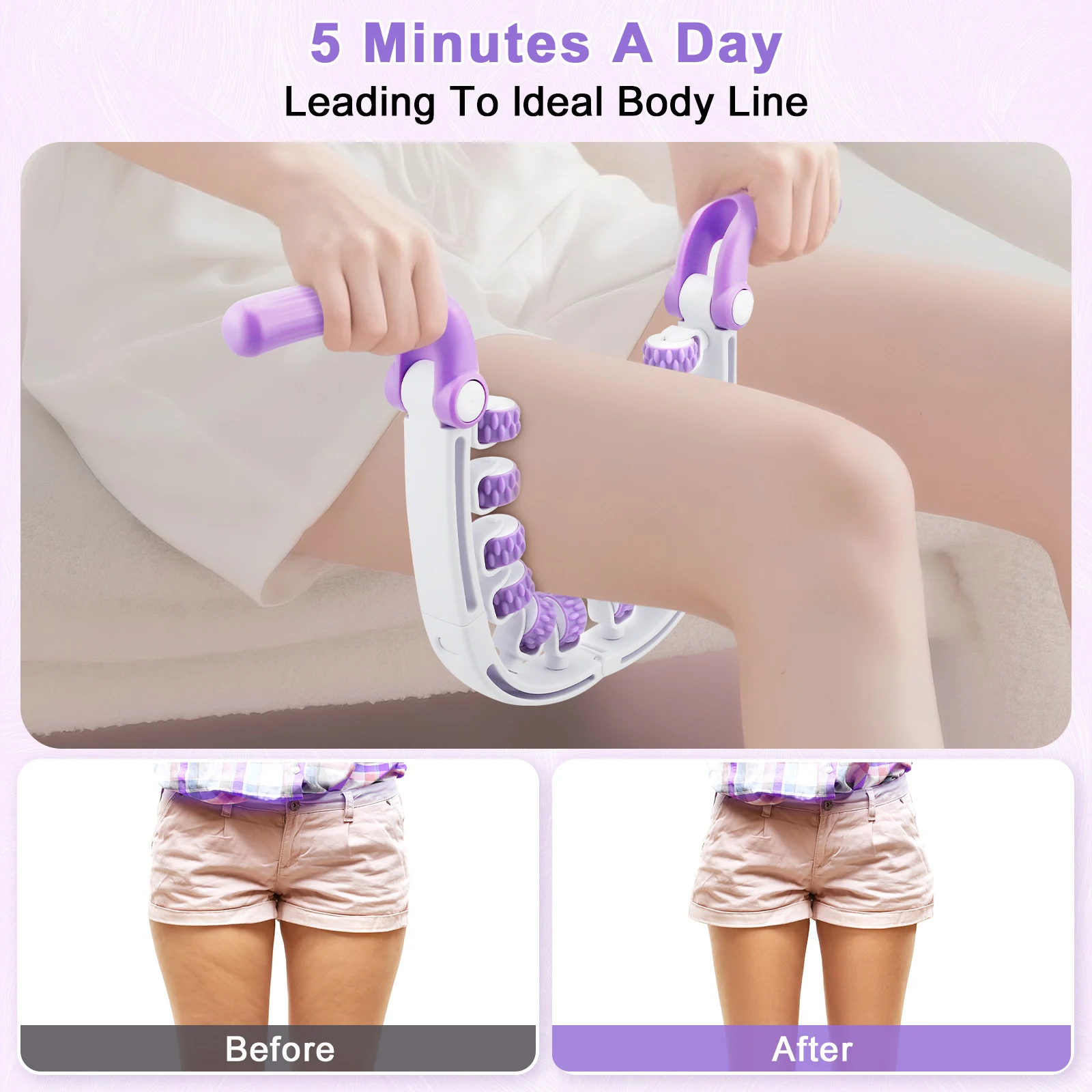 Rouleau de Massage Anti-Cellulite avec poignées détachables, rouleau de Massage allongé, gonflement, libération du Stress, Soll pour le corps