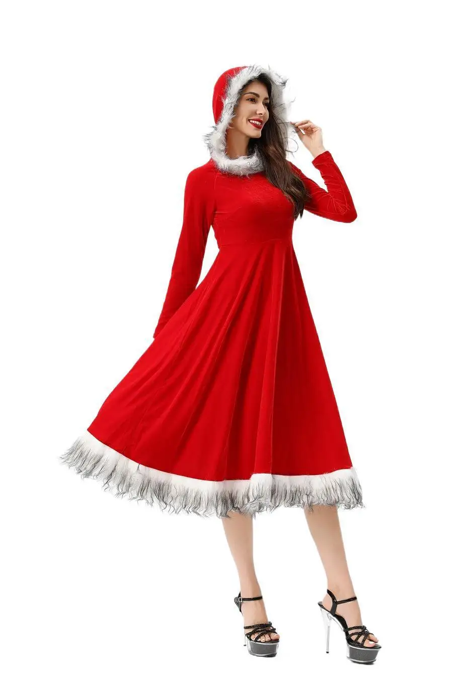 

Новое поступление 2024 года, рождественская тематическая вечеринка, теплое бархатное мини-кролик, карнавальный костюм Санта-Клауса, рождественское нарядное платье со снеговиком