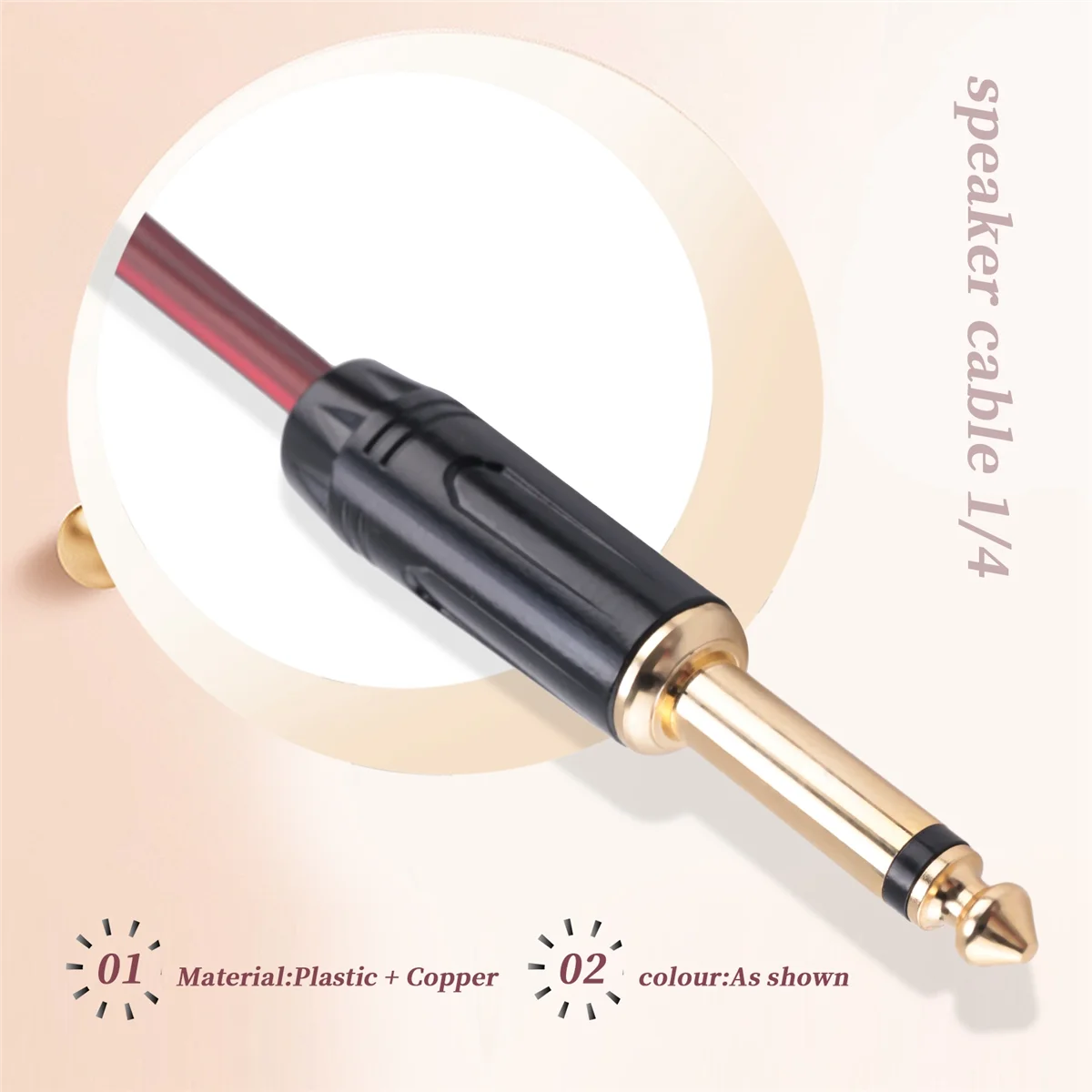 

GZMO 1/4 TS to Speaker Bare Wire,Audio Cable to 6.35mm Male Mono Adapter Replacement Open End Gold-Plated OFC HiFi TS Speaker