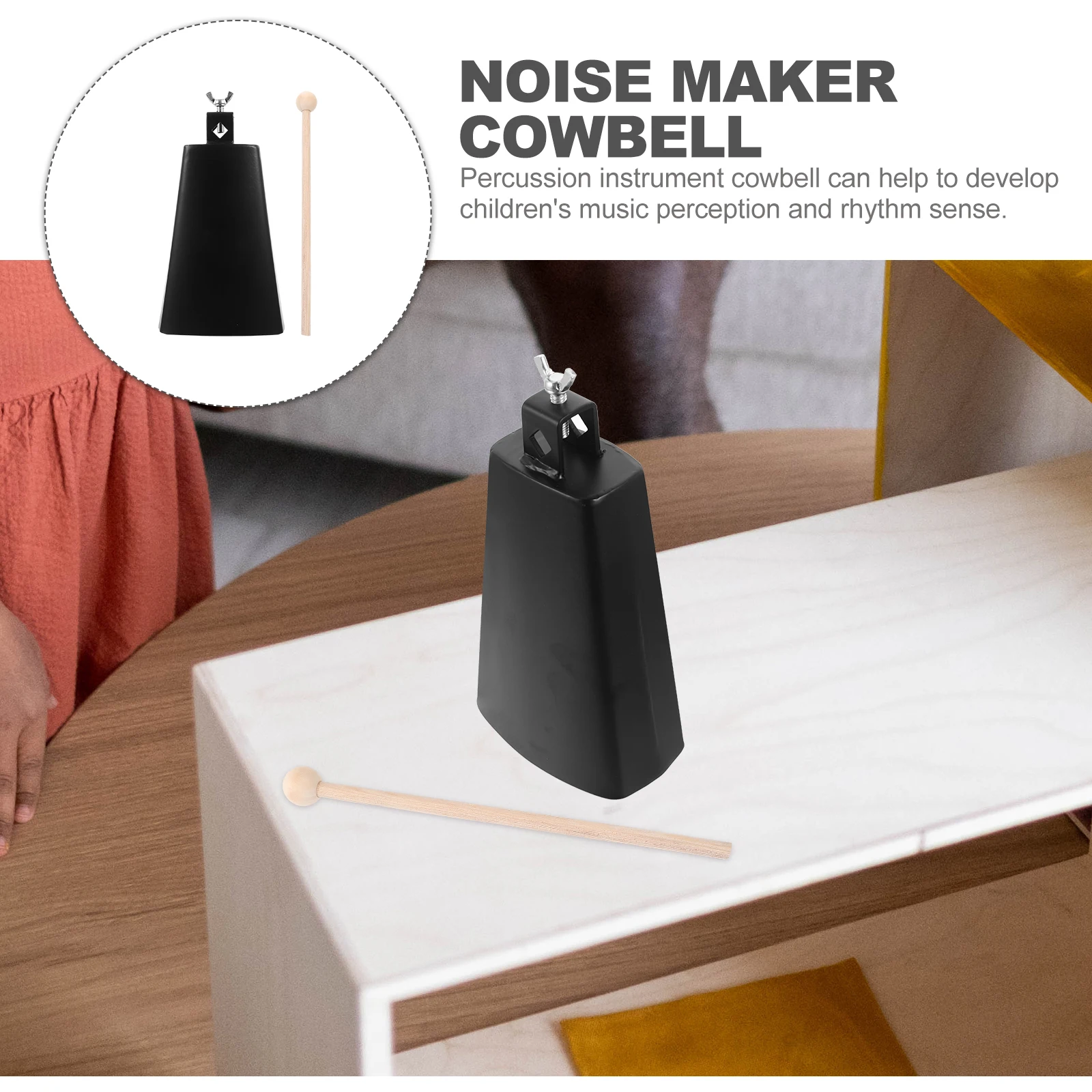

Metal Cowbell Cheering Noise Maker For Sports Events Party Percussion Instrument Durable Lightweight Cowbell With Stick