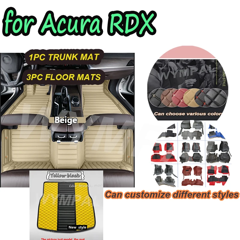 

LUXURY Car Mats For Acura RDX TC1 2 MK3 2019~2022 2020 2021 Durable Rugs Set Carpet Leather Floor Mat