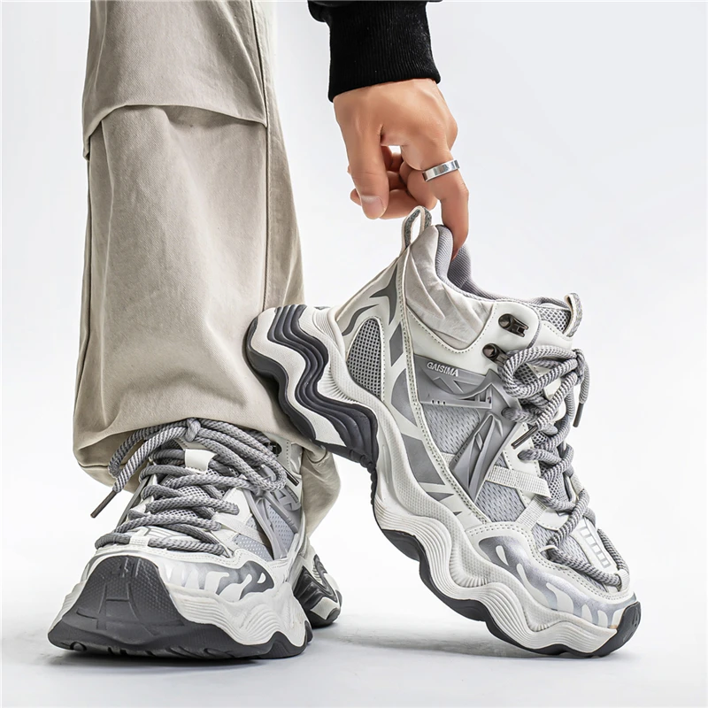 

2025Осенне-зимние новые модные нишевые туфли для папы на толстой подошве, модная обувь, повседневная обувь, мужская обувь