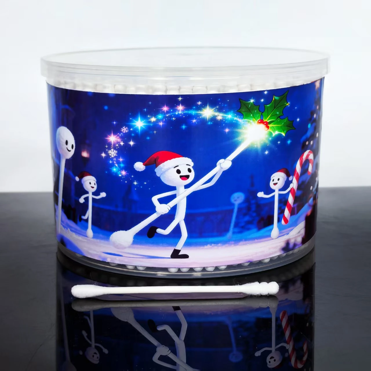 500/1000 Uds hisopos de algodón de Navidad, bastoncillos de algodón creativos de doble cabeza para árbol de Navidad, hisopos de algodón de regalo de Festival