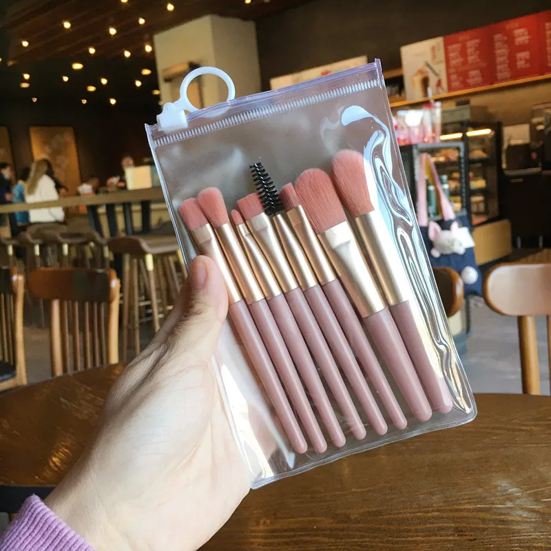 8Pcs Makeup Brush Suit Soft Hair Face Powder Highlight Foundation Powder Eyeshadow Kabuki Blending Make Up Brushes Beauty Tools