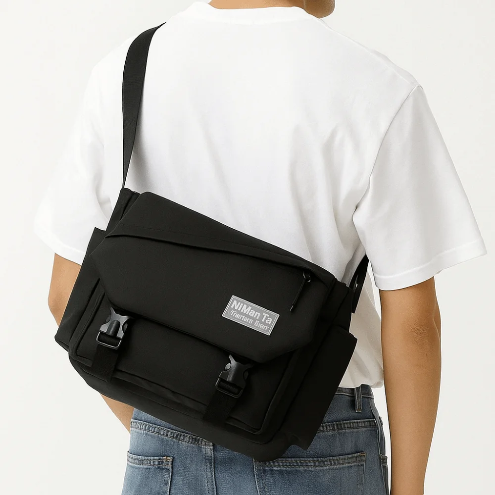 

Durable Large Capacity Nylon Messenger Bag Korean Style Sling Women Shoulder Bag Flip Cover Multi Pocket Crossbody Bag Men