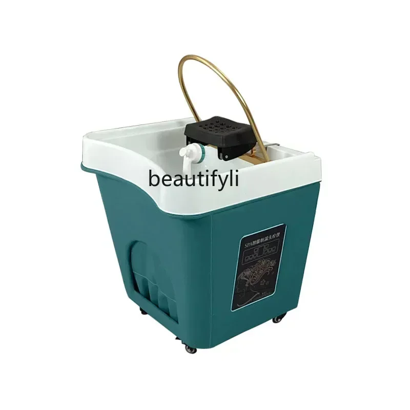 Movable Shampoo Basin Head Therapy Machine, Supporting Massage Couch Facial Bed, Fumigation, Water Circulation