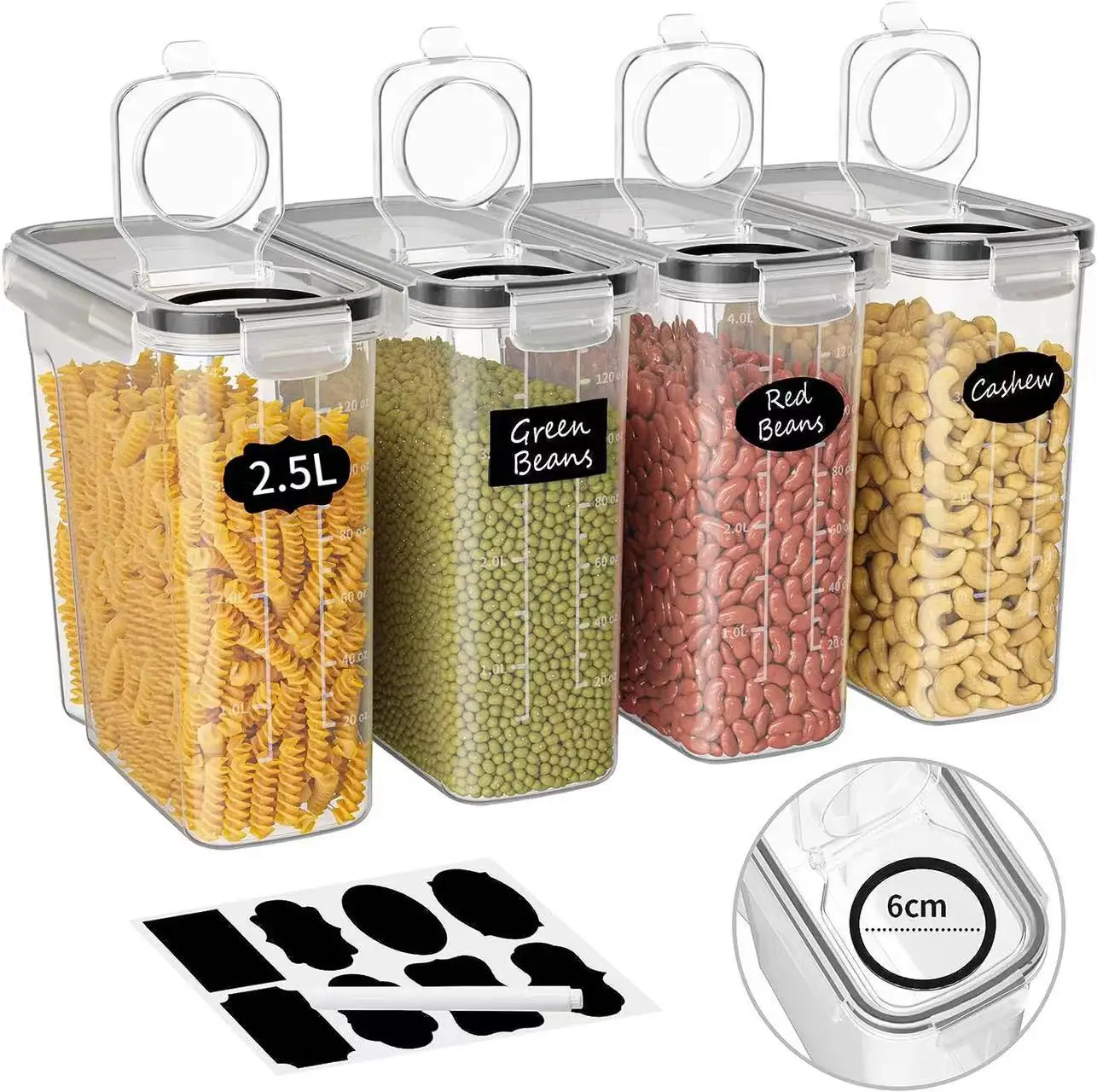 

Airtight Cereal Storage Containers with Lids for Kitchen Organization and Moistureproof Food Storage Containers Accessories