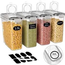 Airtight Cereal Storage Containers with Lids for Kitchen Organization and Moistureproof Food Storage Containers Accessories