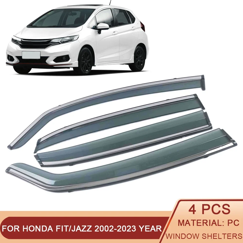 

For HONDA JAZZ FIT Hatchback 2002-2020 Car Window Sun Rain Shade Visors Shield Shelter Protector Cover Frame Sticker Accessories