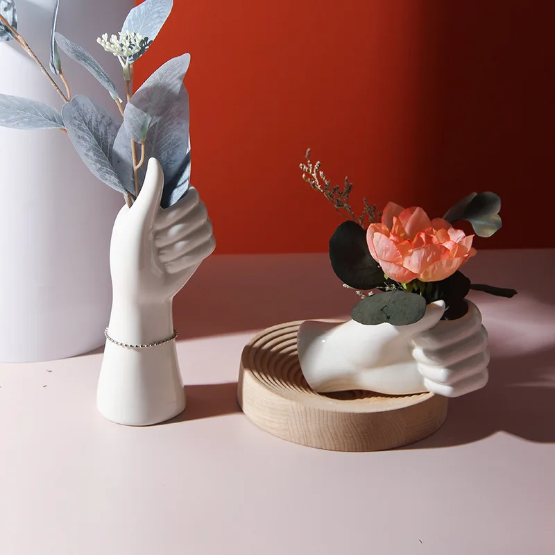 

Nordic ins wind ceramic small vase small wide mouth hydroponics creative home living room dining room dried flower decoration or