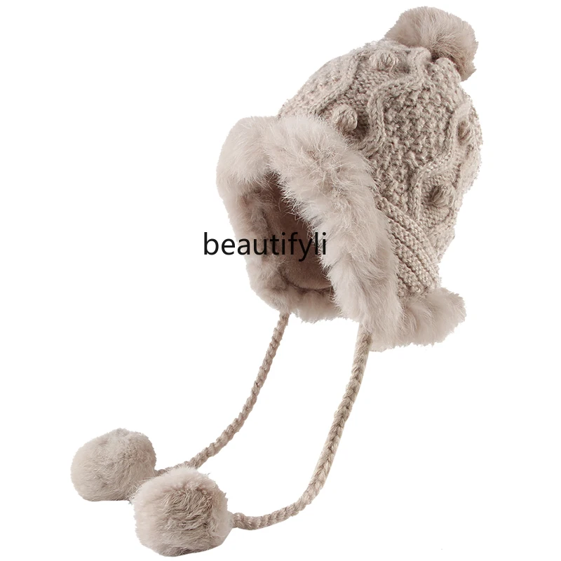 bonnet-tricote-en-fourrure-de-lapin-pour-femme-protege-oreilles-boules-de-poils-chaud-epais-japonais-mignon-version-coreenne-hiver-jours-de-neige