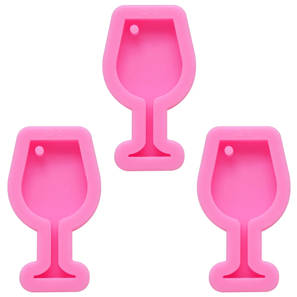 3 Pcs Chocolate Candy Molds Keychain Silicone Resin Mould Pendant Goblet Charms