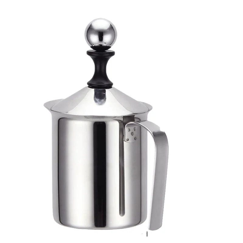 Frother de leite inoxidável, Creamer de malha dupla, Espuma para batedor de ovos, Ferramenta de cozinha, 400ml, 800ml