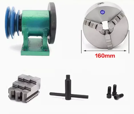 Homemade Lathe Spindle Woodworking DIY Metal Assembly Bead Machine 160mm 3 Jaws Chuck