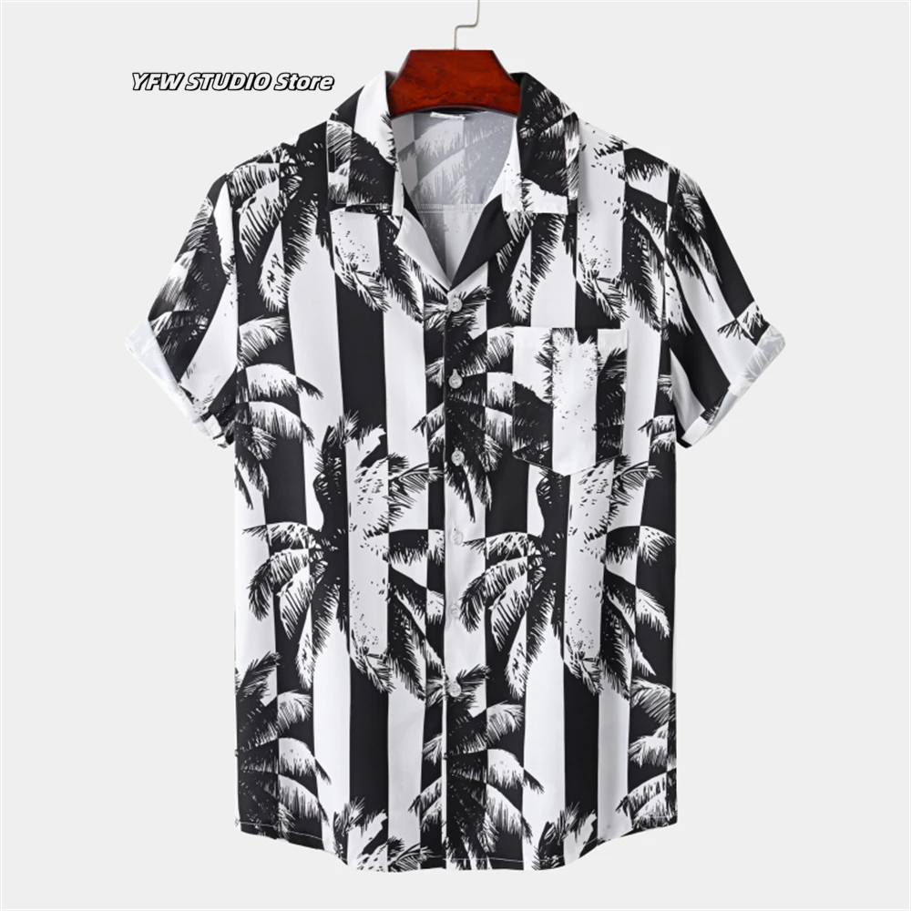 Men\'s Contrasting Color Shirt Christmas Santa Print Shirt Summer Mens Clothing Fashion Casual Beach Hawaiian Sport Sleeve Shirt