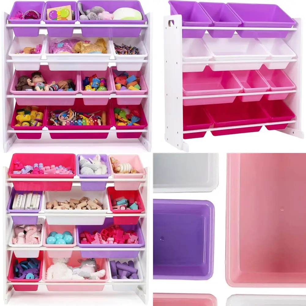 

12-контактный детский органайзер для хранения белого/розового/фиолетового цвета — хранилище игрушек для игр и спальни для детей