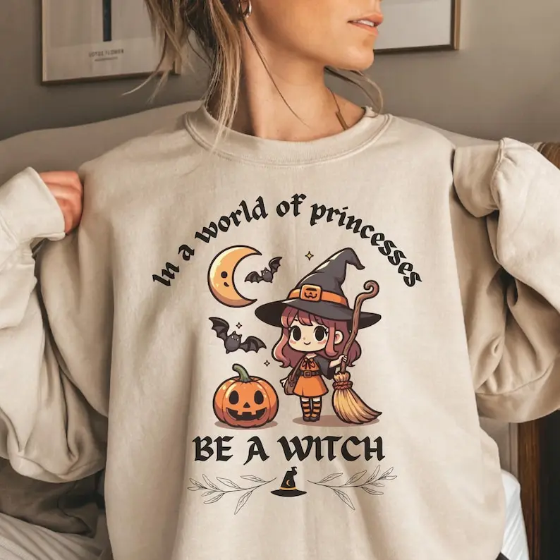 في عالم الأميرات تكون ساحرة فضفاضة تناسب الخريف الدافئ أعلى هدية مضحكة الساحرات موسم الملابس الساحرة البلوز هالوين