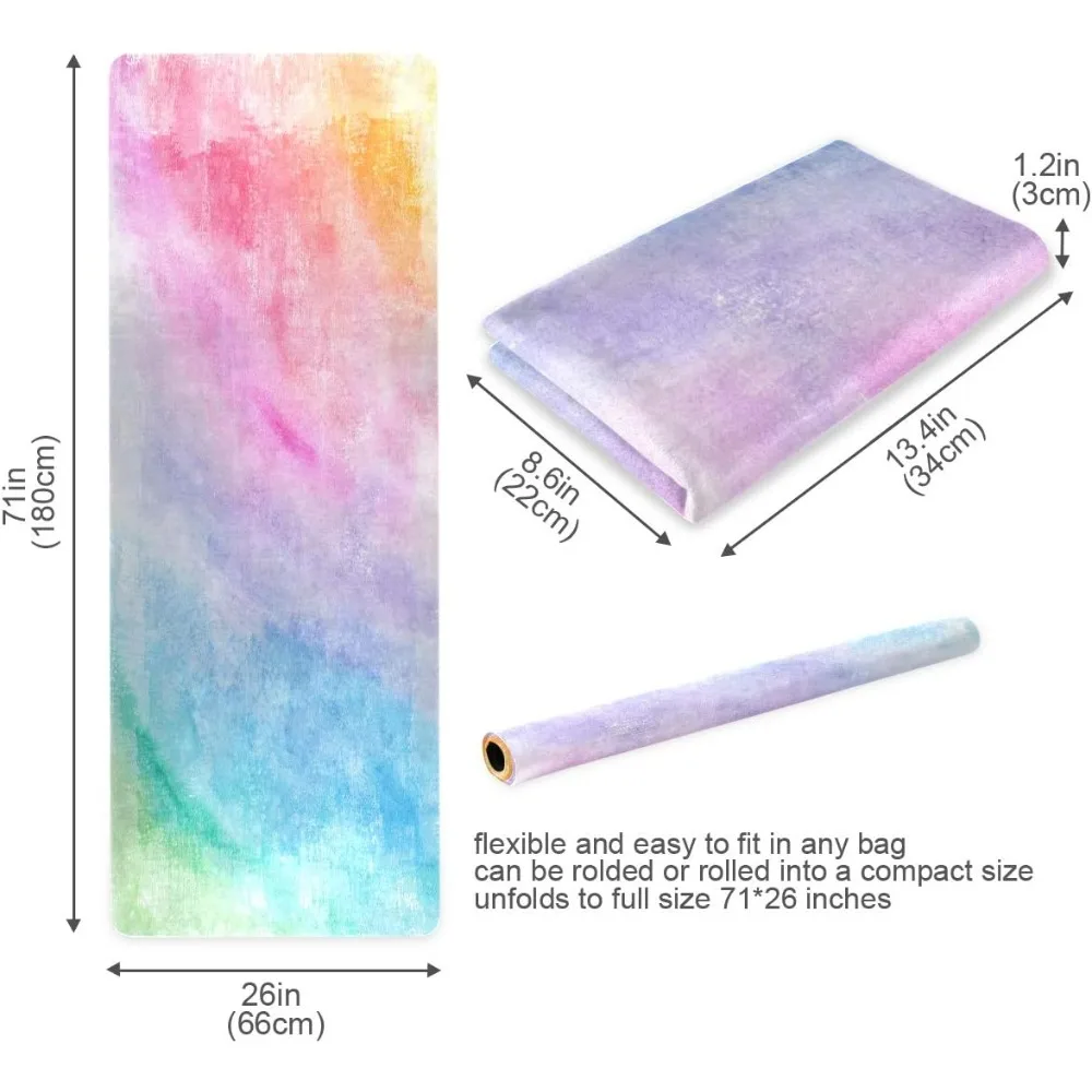 سجادة يوجا فانتاسي ماندالا، سجادة تمرين صديقة للبيئة غير قابلة للانزلاق لتمارين أرضية اليوجا والبيلاتس