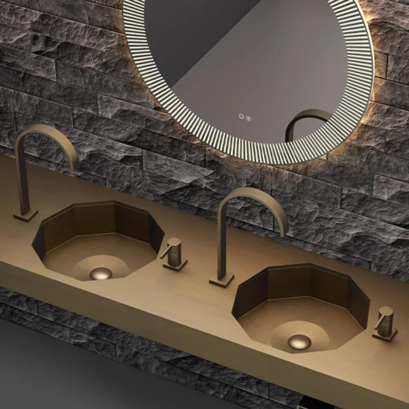 

Creative stainless steel sink, circular balcony, single basin bathroom, embedded