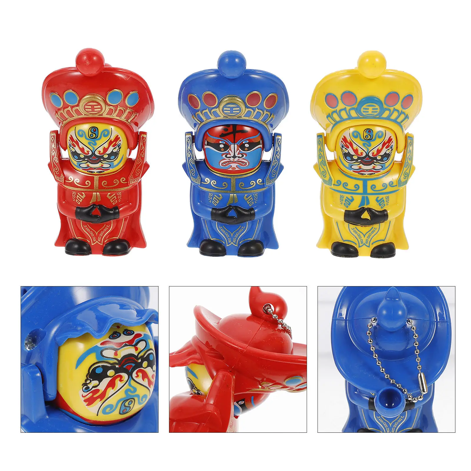 

3Pcs Chinese Sichuan Opera Face Changing Ornament Kids Plaything Creative Souvenir Gift Traditional Culture Table