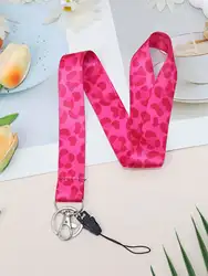 Pink Leopard Neck Strap Keychain Anti-lost Lanyard for ID Card Holder Keys Keychain Cell Phone Strap Accessories Gift for Women