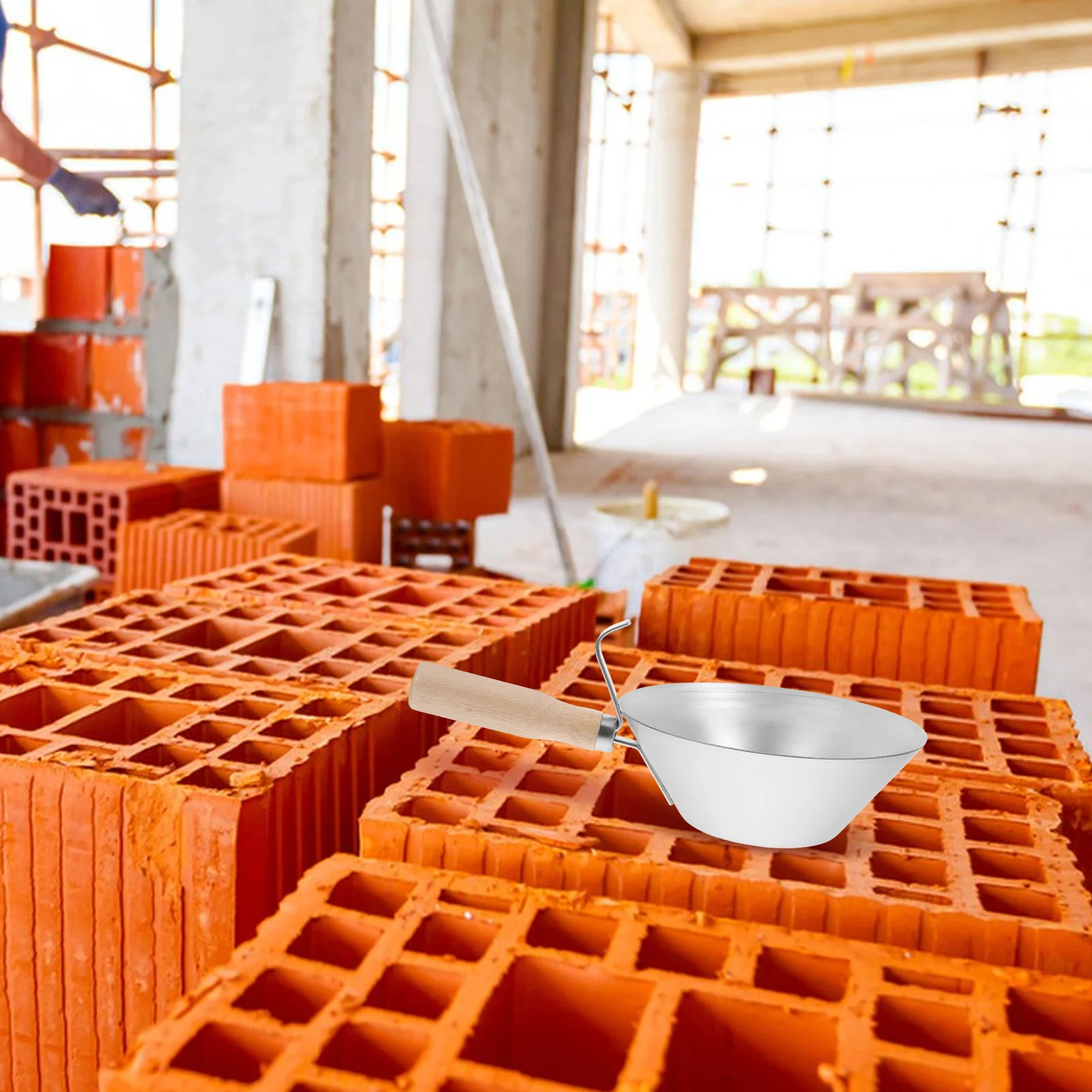 الفولاذ المقاوم للصدأ الطين عموم 30 سنتيمتر مقبض خشبي لتجصيص دريوال الاسمنت دلو مغرفة أداة المفصمة #1