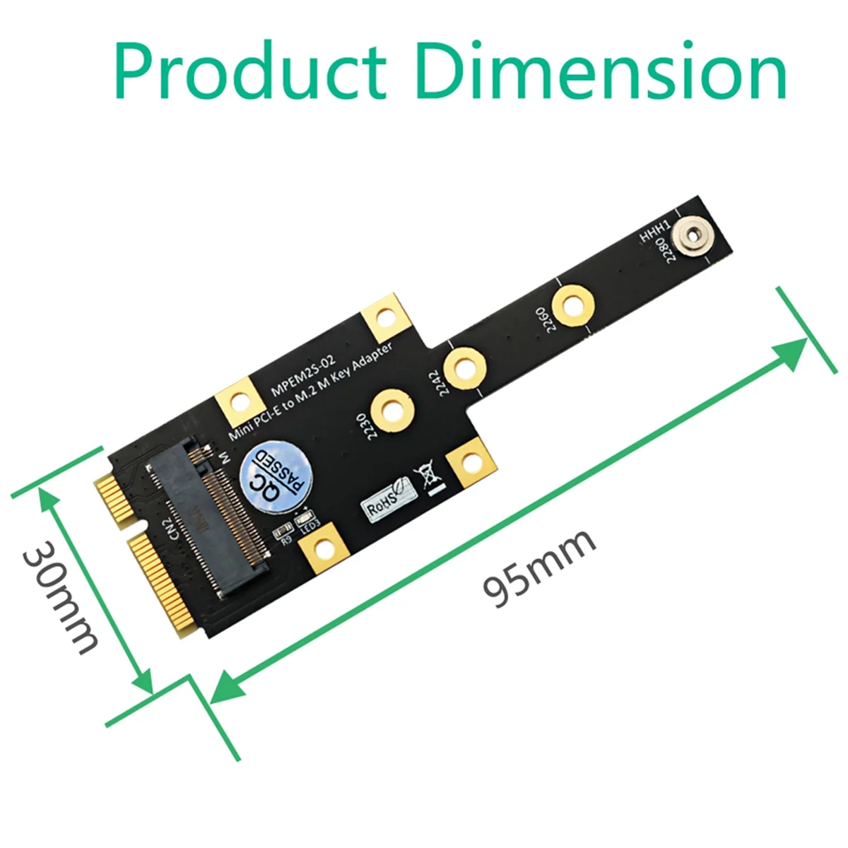 Mini PCI-E para M.2 M Adaptador de Chave, Conversor SSD NVME, Placa Riser, Cartão de Expansão para 2230, 2242, 2260, 2280