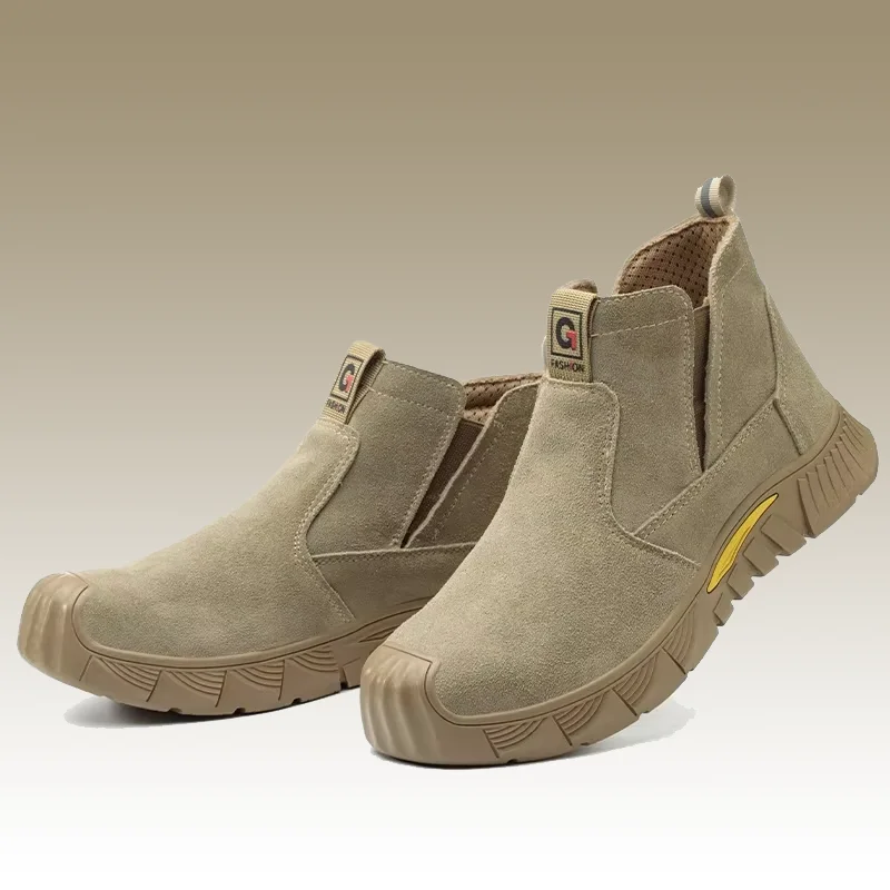Stivali antinfortunistici da uomo Scarpe antinfortunistiche per saldatore Anti-Smash Materiale in pelle indistruttibile Stivali da lavoro Stivali di sicurezza con punta in acciaio Calzature