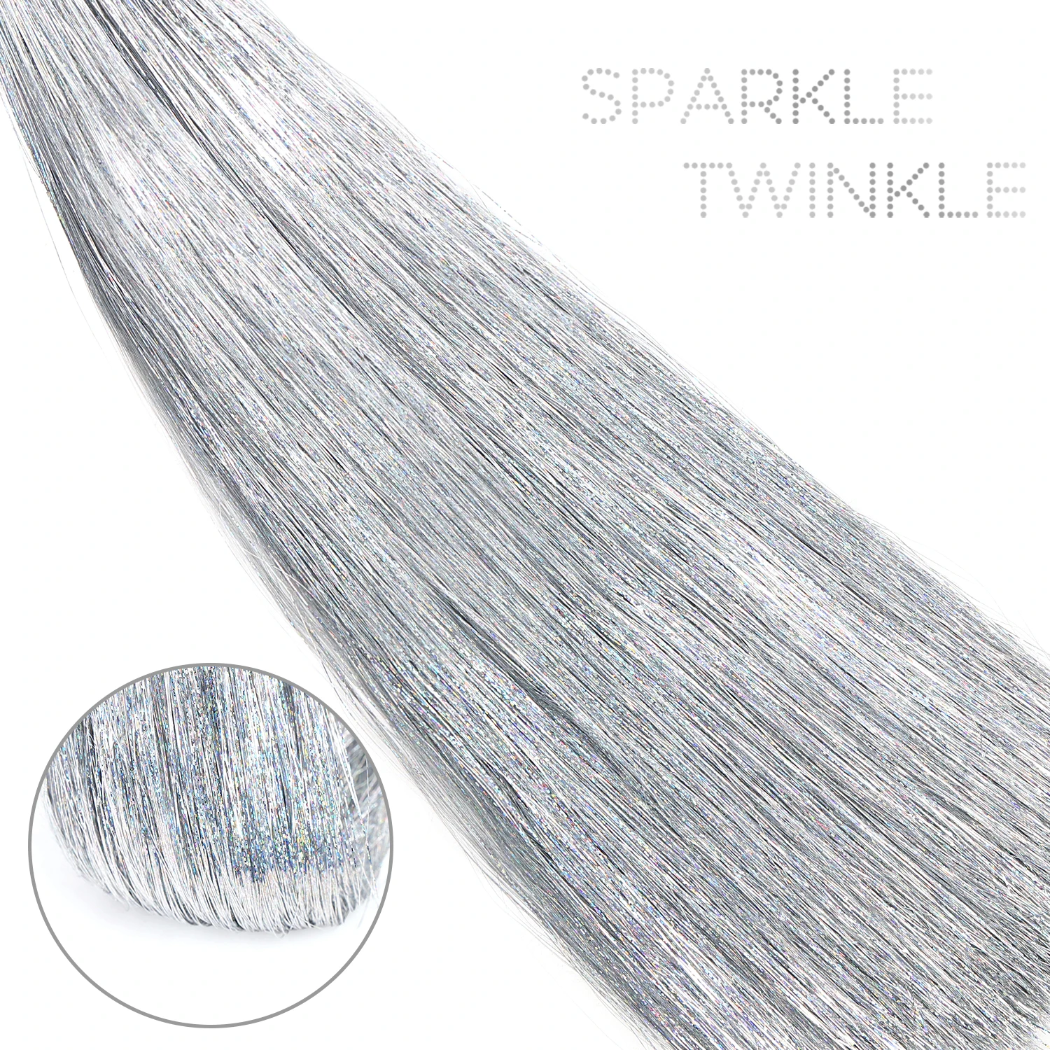 Synthetic I Tip Hair Extensions Tinsel Hair 20inch Colorful Tinsel Hairpieces for Women Girls Daily Party Holiday view 3