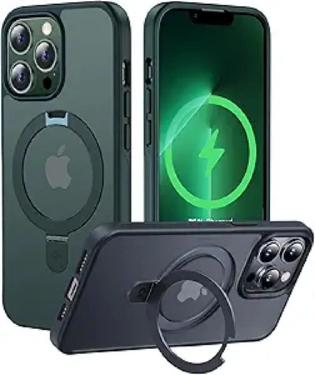 

Designed for iPhone 16 Pro Case with Magnetic Invisible Stand Military Drop Protection Compatible with MagSafe Shockproof-green