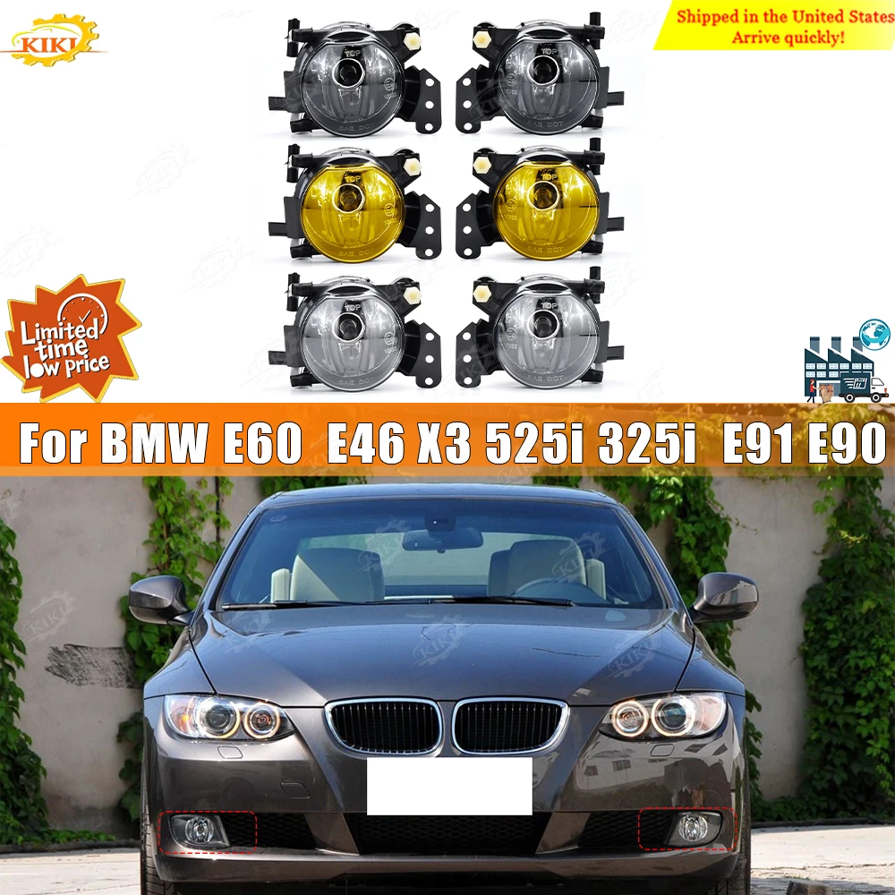 

Car fog lamp assembly Assembly Signal Light Fit For BMW E60 E46 X3 525i 530i 545i 323i 325i 328i 330i 335i E91 E90 with bulb