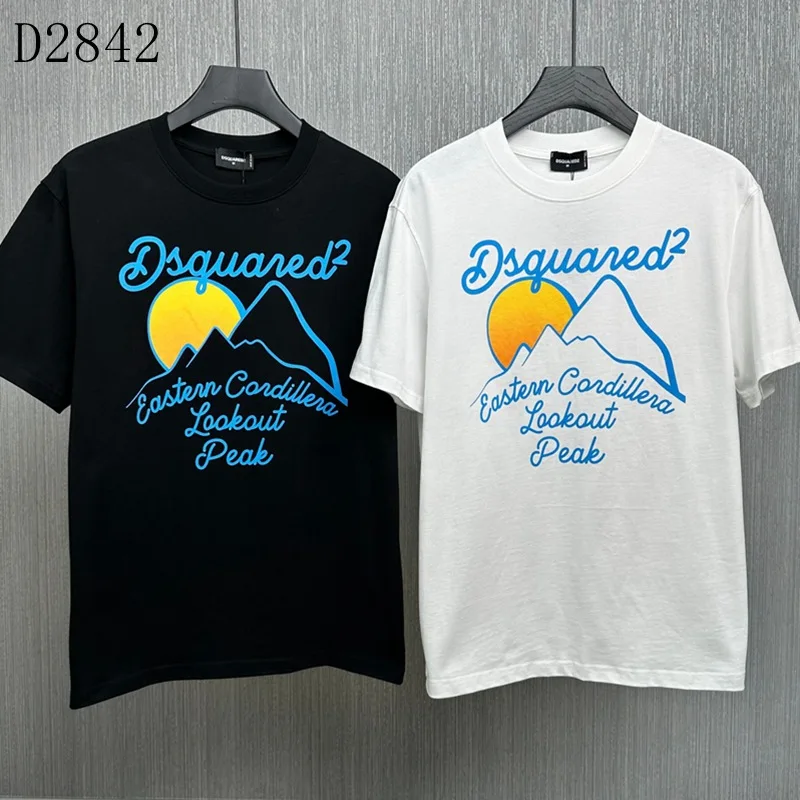 

Short sleeve t-shirt men's crew neck top cross tide mountain print half sleeve