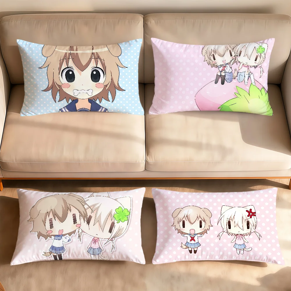 Kawaii anime girl art Core Wanwan Nyanko cushion cover Rectangle Pillow Cover Home Sofa living Room hogar Decor Pillowcase