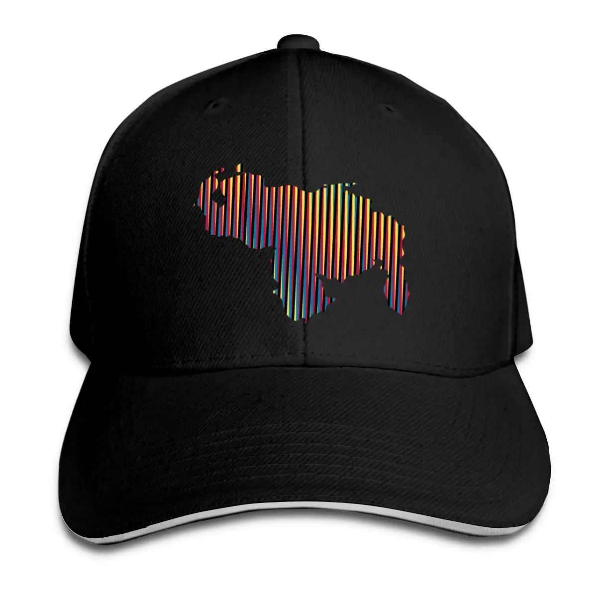 Colored Venezuela Map Men’s Baseball Caps Adjustable Peaked Sandwich Dad Hat Black