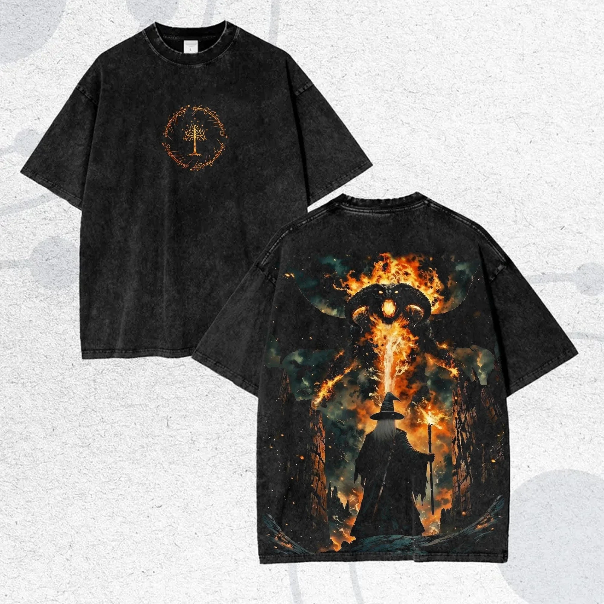 Lord of The Rings Sauron Vintage Graphic Tee Dark Fantasy Streetwear Men Women Cotton T-shirt Y2K Tolkien Fan Gift view 3