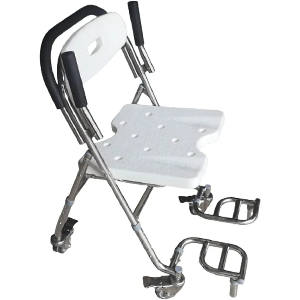 Shower Chair, for Disabled Seniors with Handles Backrest andWheels Bathtub Chair Medical Tool Shower Cutout Seat Bathroom Chairs