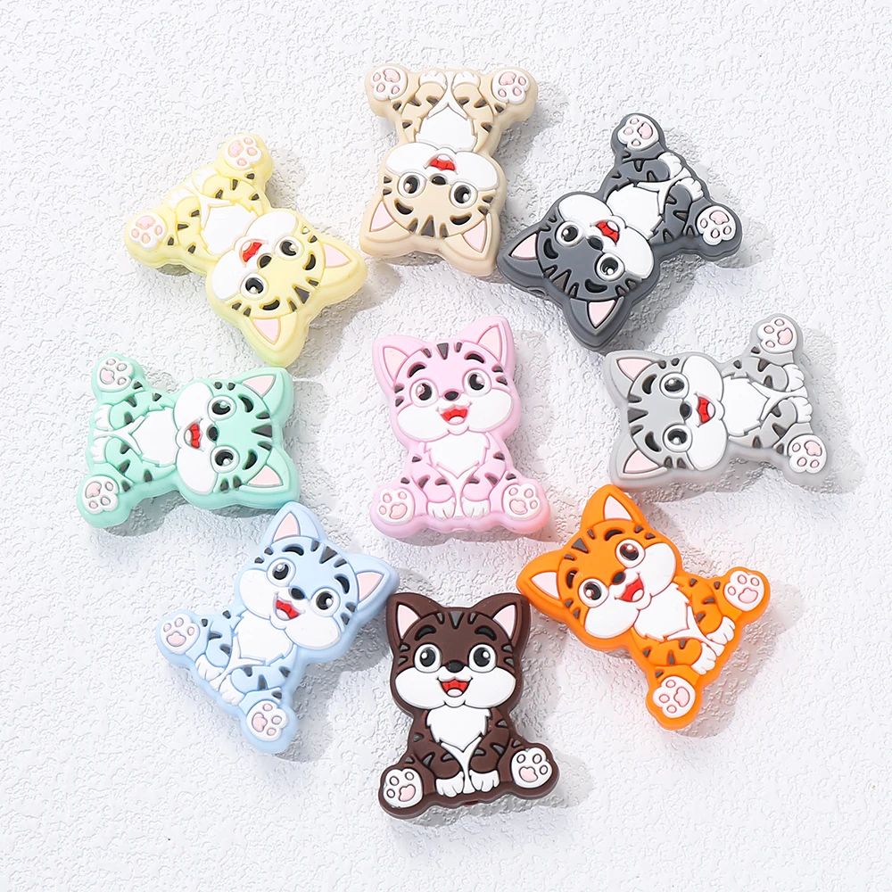 Cuentas de silicona para fabricación de joyas, abalorios focales de estilo Animal de dibujos animados para hacer pulseras y collares, 10 piezas