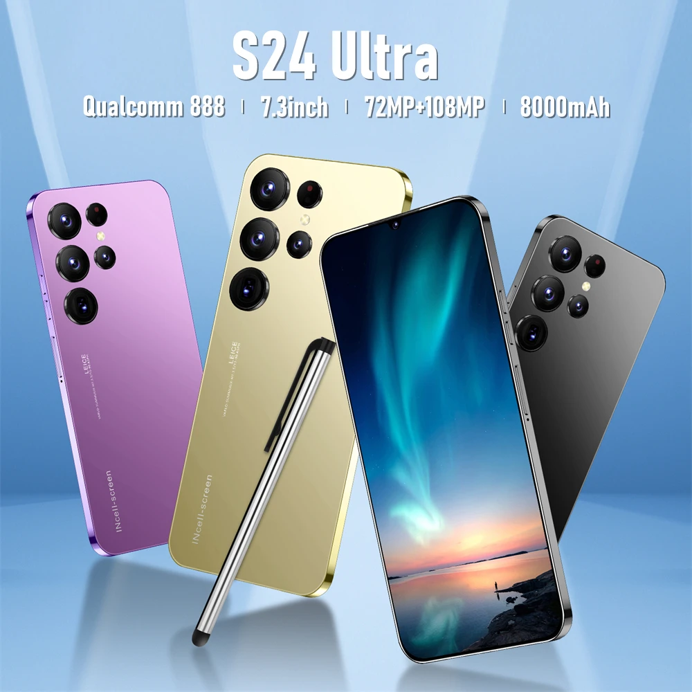 global version S24 Ultra smartphone 5G 7.3-inch high-definition full screen Android 14 Camera 72MP+108MP  Fingerprint unlock