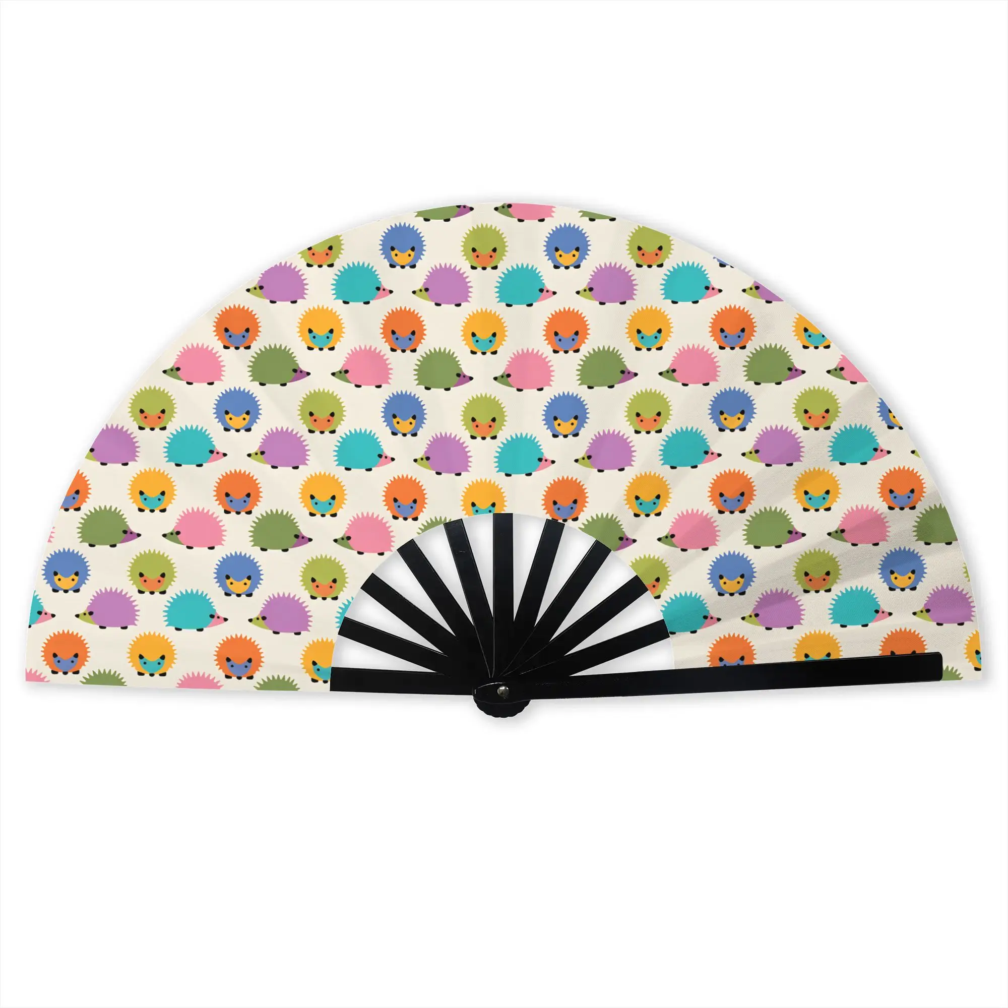 Colorful Hedgehog Furze Pig Cream  Portable Pocket Fan Outdoor Small Mammal  Folding Fan Chinese Dance Cooling Handheld Fans