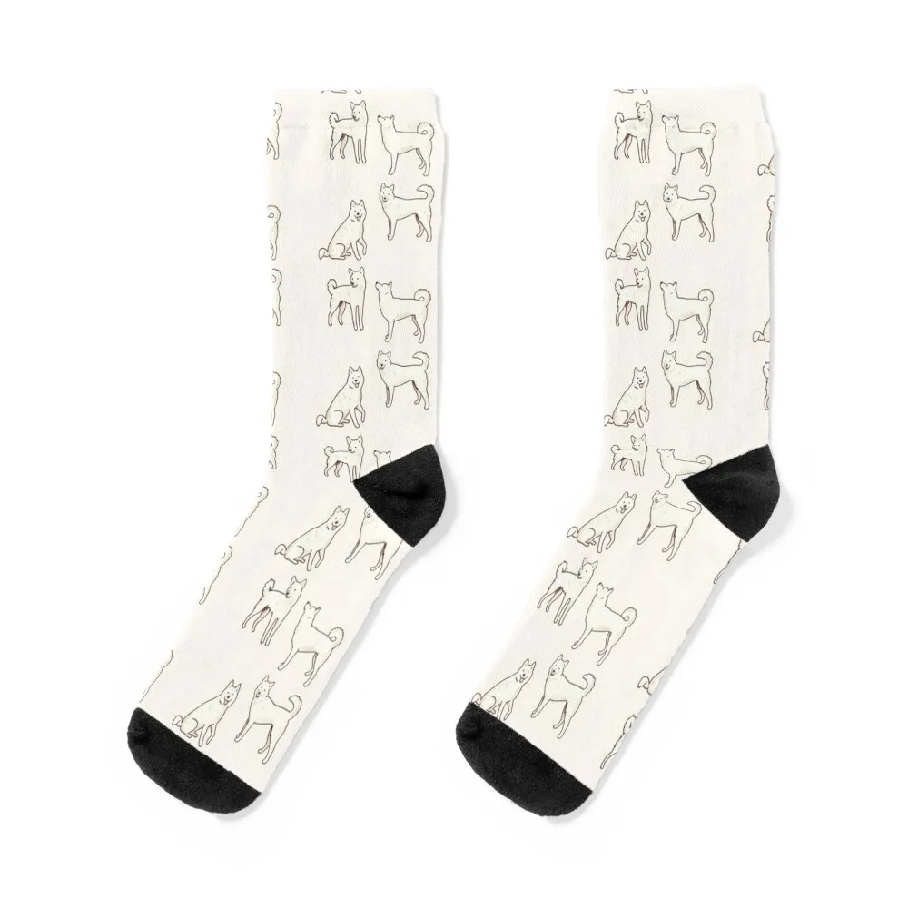 

White Korean Jindo pack Socks