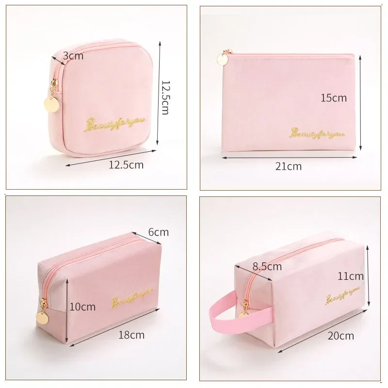 Women Zipper Velvet Make Up Bag Travel Large Cosmetic Bag for Makeup Solid Color Female Make Up Pouch Necessaries Storage bag