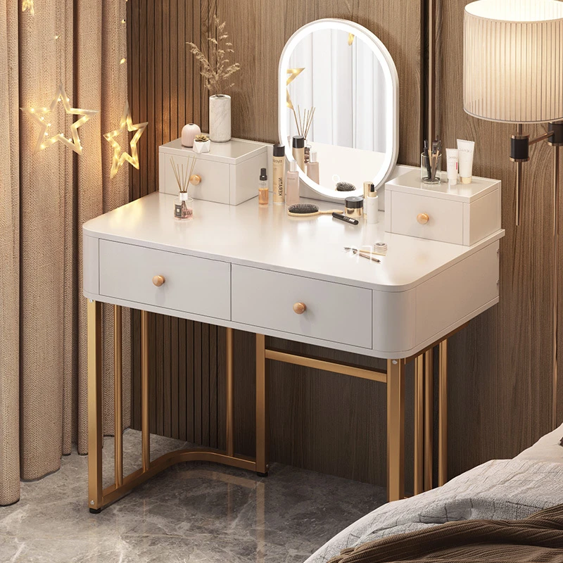 

Living Room Dressing Table Makeup Luxury Nordic Mobile Vanity Dressing Table Storage Tocador Maquillaje Toilet Furnitures