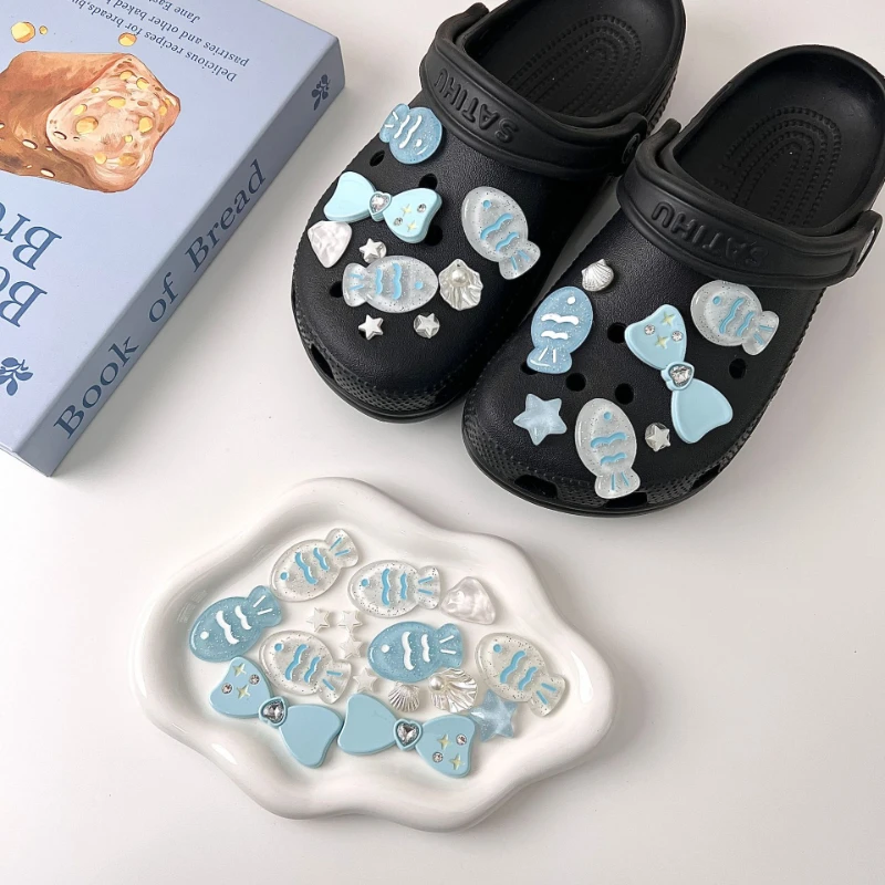 

JIBBITZ Cute Fish DIY Shoe Charms Set For Clogs Removable Accessories for Clogs & Beach Sandals, Ideal Gift for Garden Parties