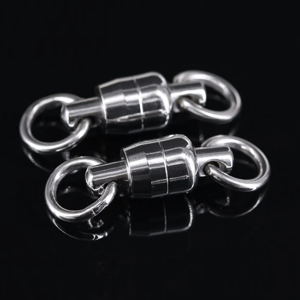 DNDYUJU 30pcs Fishing Swivels Stainless Steel Ball Bearing Swivel with Solid Ring Rolling Swivel for Carp Fishing Accessories