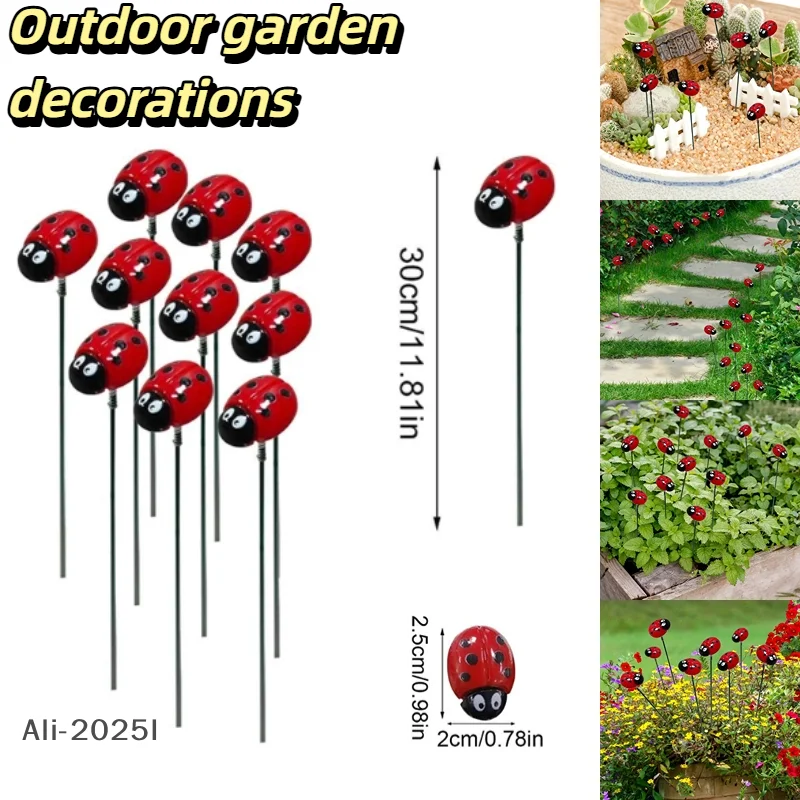 

10Pcs Garden Stakes Decoration Pot Pile Lawn Pathway Ornament Waterproof Flower Pot Indoor Outdoor Landscape Miniatures