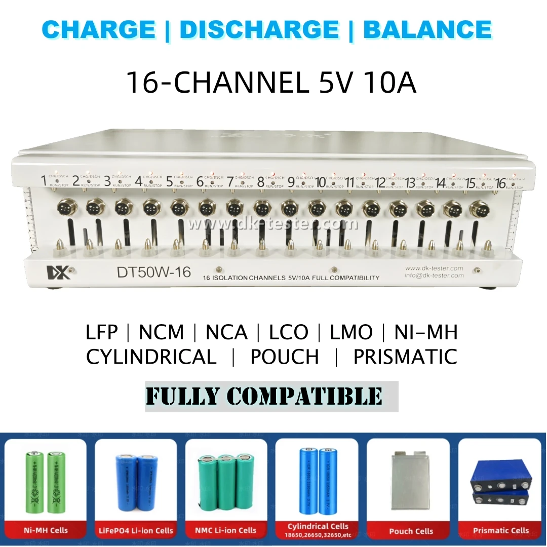 18650 26650 32650 LFP NCA NCM Lithium-Ion/Polymer Battery Cell Charge Discharge Capacity Grading Balancer Tester 16-port 5V 10A